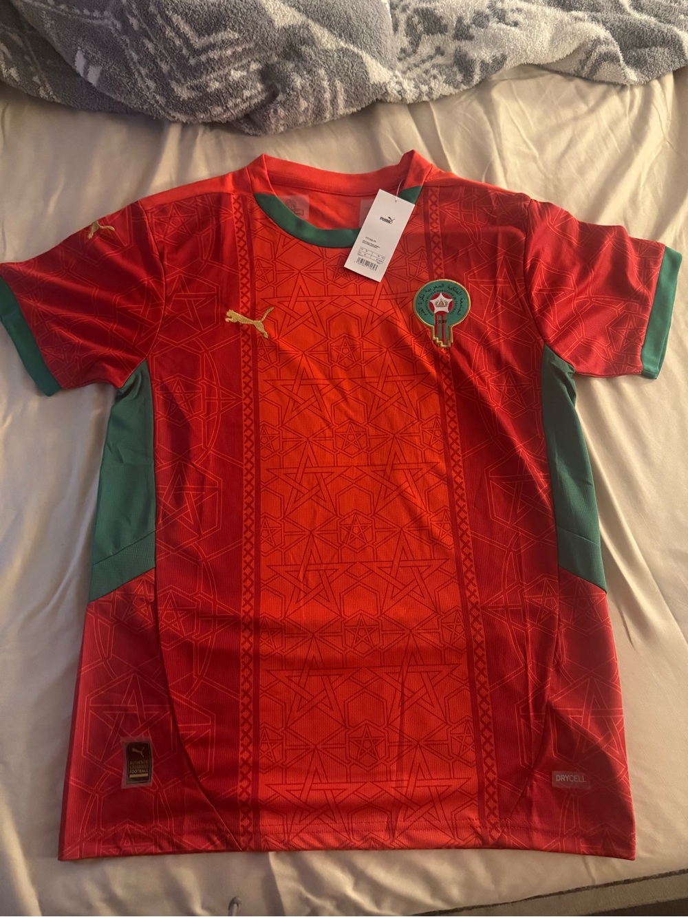 Puma Red Kids Morocco Soccer Jersey with Green Accents